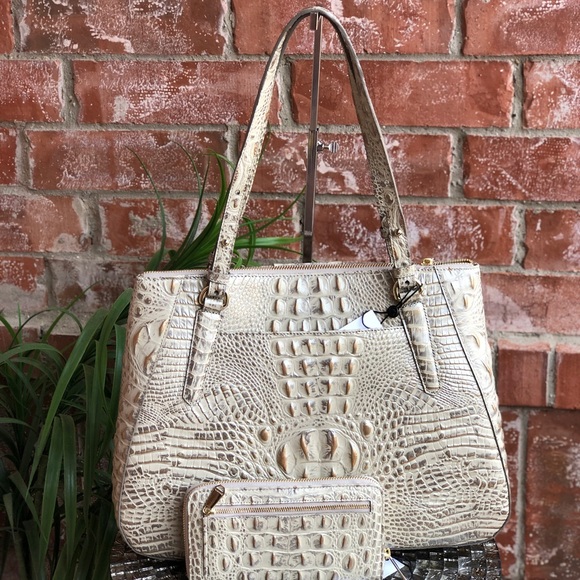 Brahmin Adina Tote Silver Birch+ Suri Wallet NWT - Picture 3 of 8